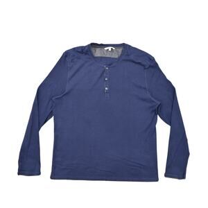 CALVIN KLEIN JEANS Blue Cotton T-Shirt 2XL Henley Long Sleeve
